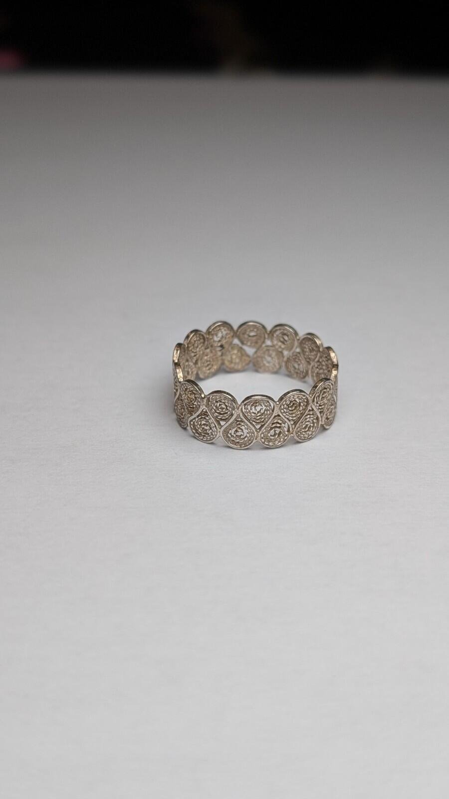 Vintage Sterling Silver Filigree Lace Band Ring | Size O | 925 Silver - Image 3