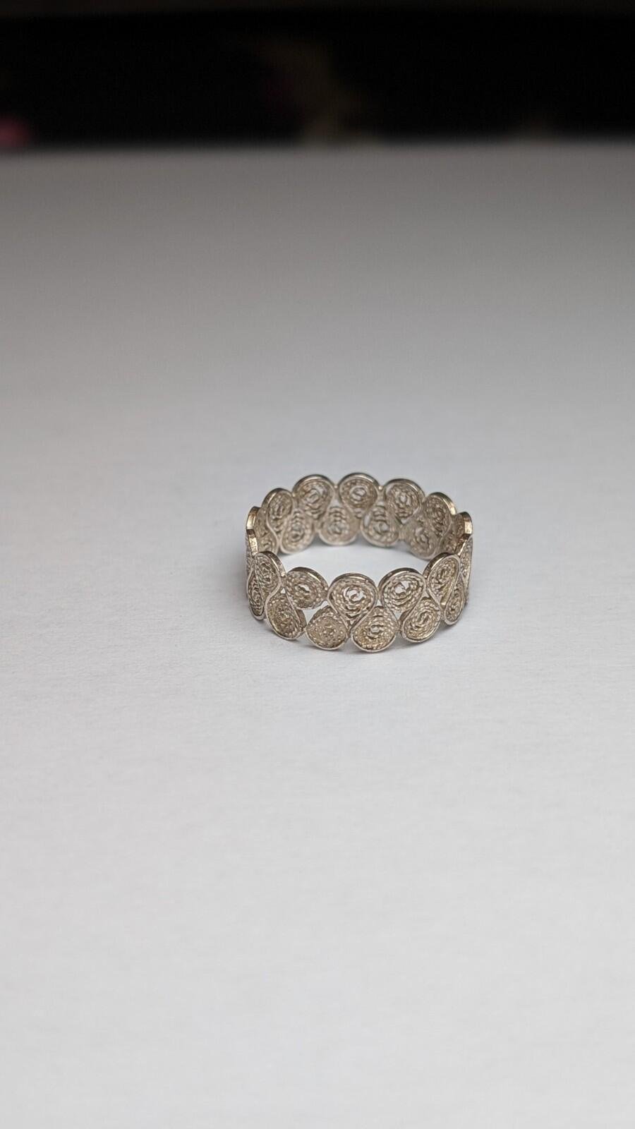 Vintage Sterling Silver Filigree Lace Band Ring | Size O | 925 Silver - Image 4