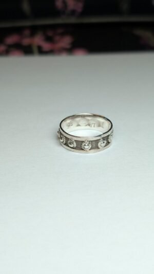 Vintage Sterling Silver Floral Flower Band Ring | Size P | 925 Silver