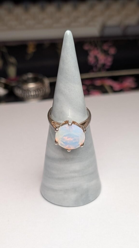 Vintage Sterling Silver Opalite Ring | Size L 1/2 - M | 925 Silver