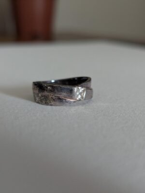 Vintage Sterling Silver Ring With CZ Gemstone | Size O | 925 Silver