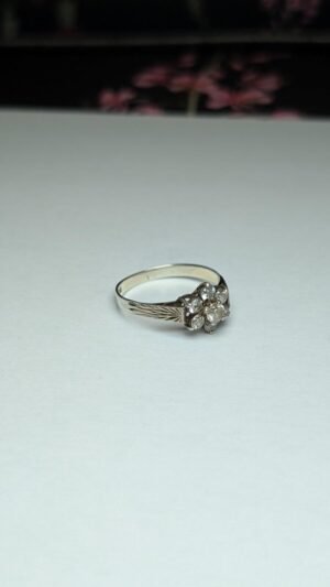 Vintage Sterling Silver 1989 Clear Gemstone Ring | Size Q 1/2 | 925 Silver