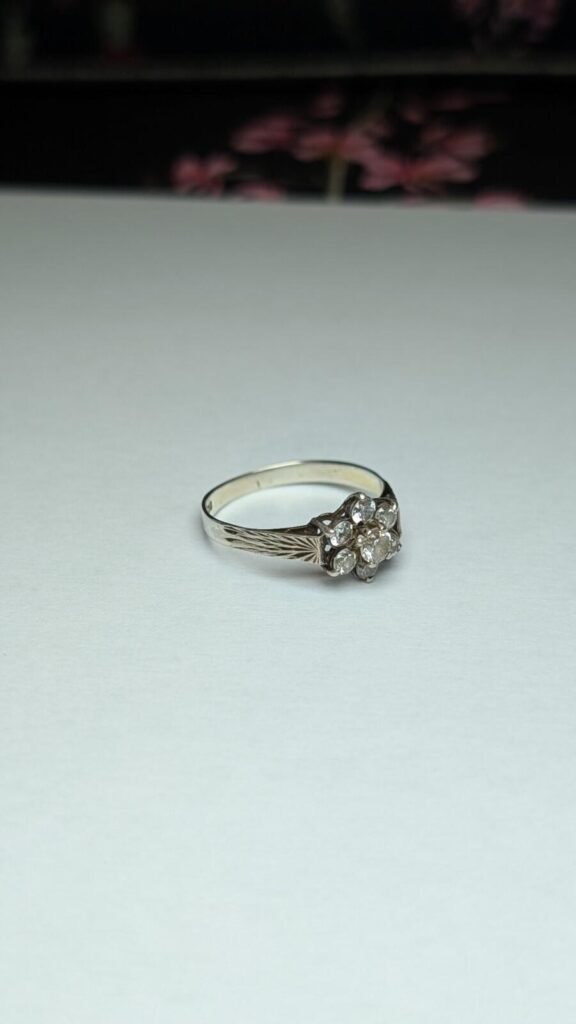 Vintage Sterling Silver 1989 Clear Gemstone Ring | Size Q 1/2 | 925 Silver