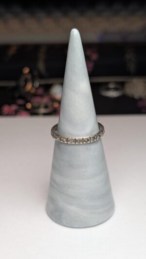 Vintage Sterling Silver Clear Gemstone Band Ring | Size O 1/2 | 925 Silver