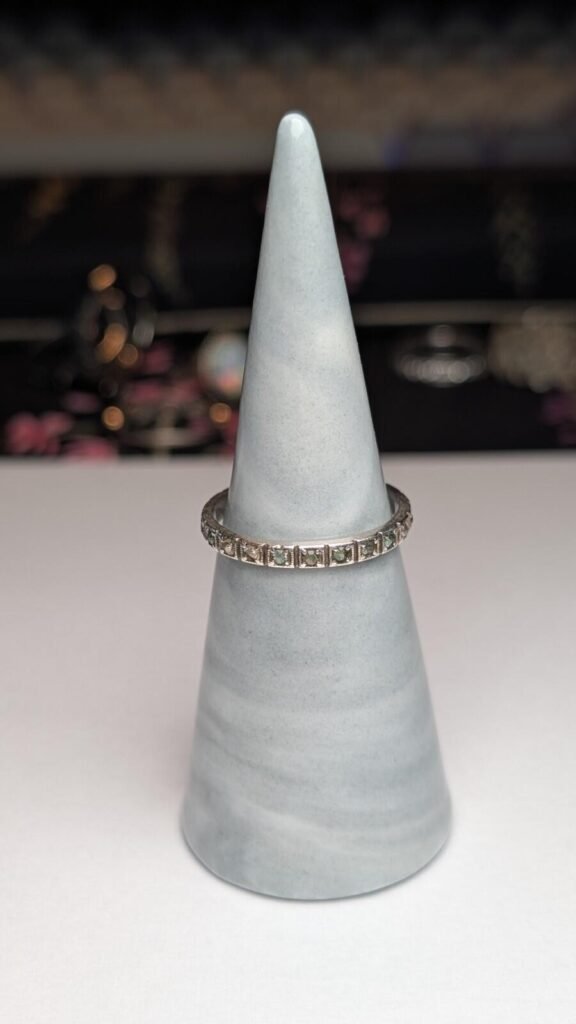 Vintage Sterling Silver Clear Gemstone Band Ring | Size O 1/2 | 925 Silver