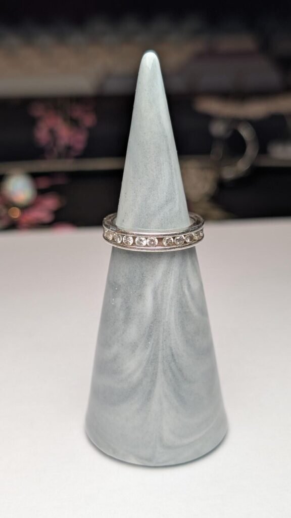 Vintage Sterling Silver Clear CZ Gemstone Band Ring | Size I | 925 Silver