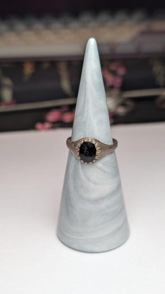 Vintage Sterling Silver Black Onyx Signet Ring | Size O 1/2 | 925 Silver