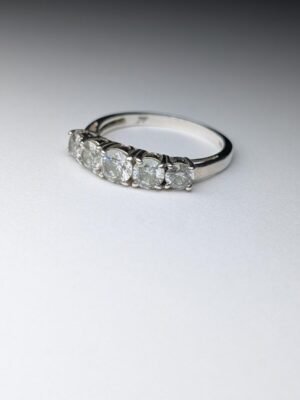 Vintage Sterling Silver Single Row Clear Gemstone Swarovski Ring | Size R 1/2