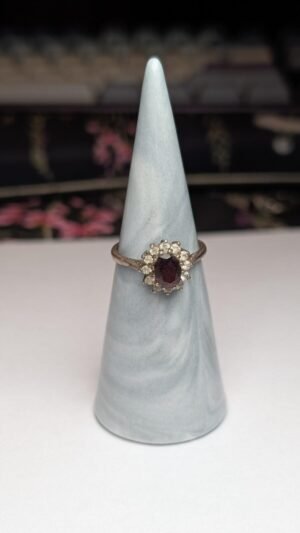 Vintage Sterling Silver 1981 Garnet Cluster Ring | Size O | 925 | Made In London