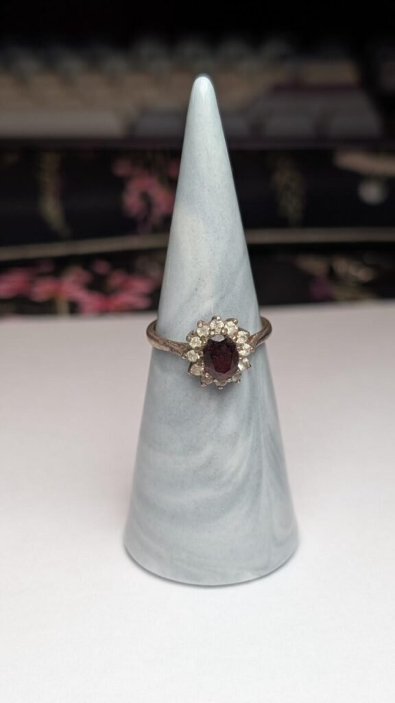 Vintage Sterling Silver 1981 Garnet Cluster Ring | Size O | 925 | Made In London
