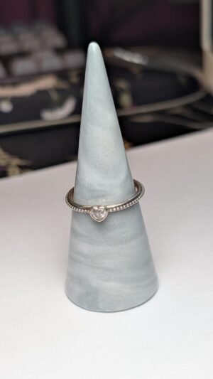 Genuine Sterling Silver Pandora Heart Shaped Gemstone Ring | Size S | S925 ALE