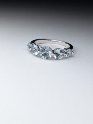 Vintage Sterling Silver Single Row Clear Gemstone Ring | Size M 1/2 | 925 Silver