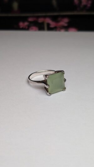 Vintage Sterling Silver Green Onyx Ring | Size Q 1/2 | 925 Silver