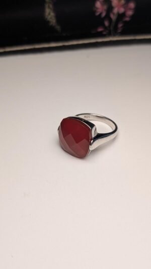 Vintage Sterling Silver Faceted Orange Carnelian Ring | Size K 1/2 | 925 Silver