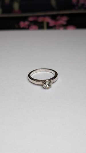 Vintage Sterling Silver Clear Gemstone Ring | Size N | 925 Silver