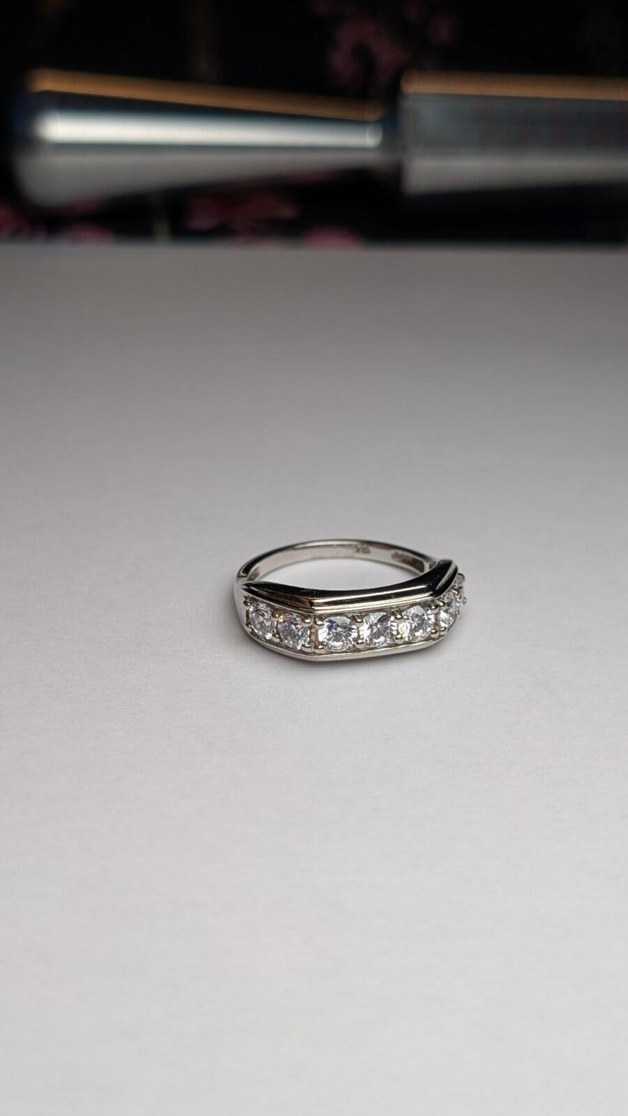 Vintage Sterling Silver Swarovski 7 Stone CZ Ring | Size R 1/2 | 925 Silver - Image 2