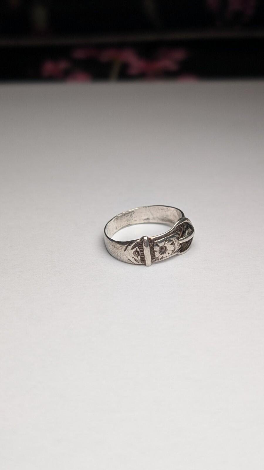 Vintage Sterling Silver 1979 Belt Buckle Ring | Size M - M 1/2 | 925 Silver - Image 2