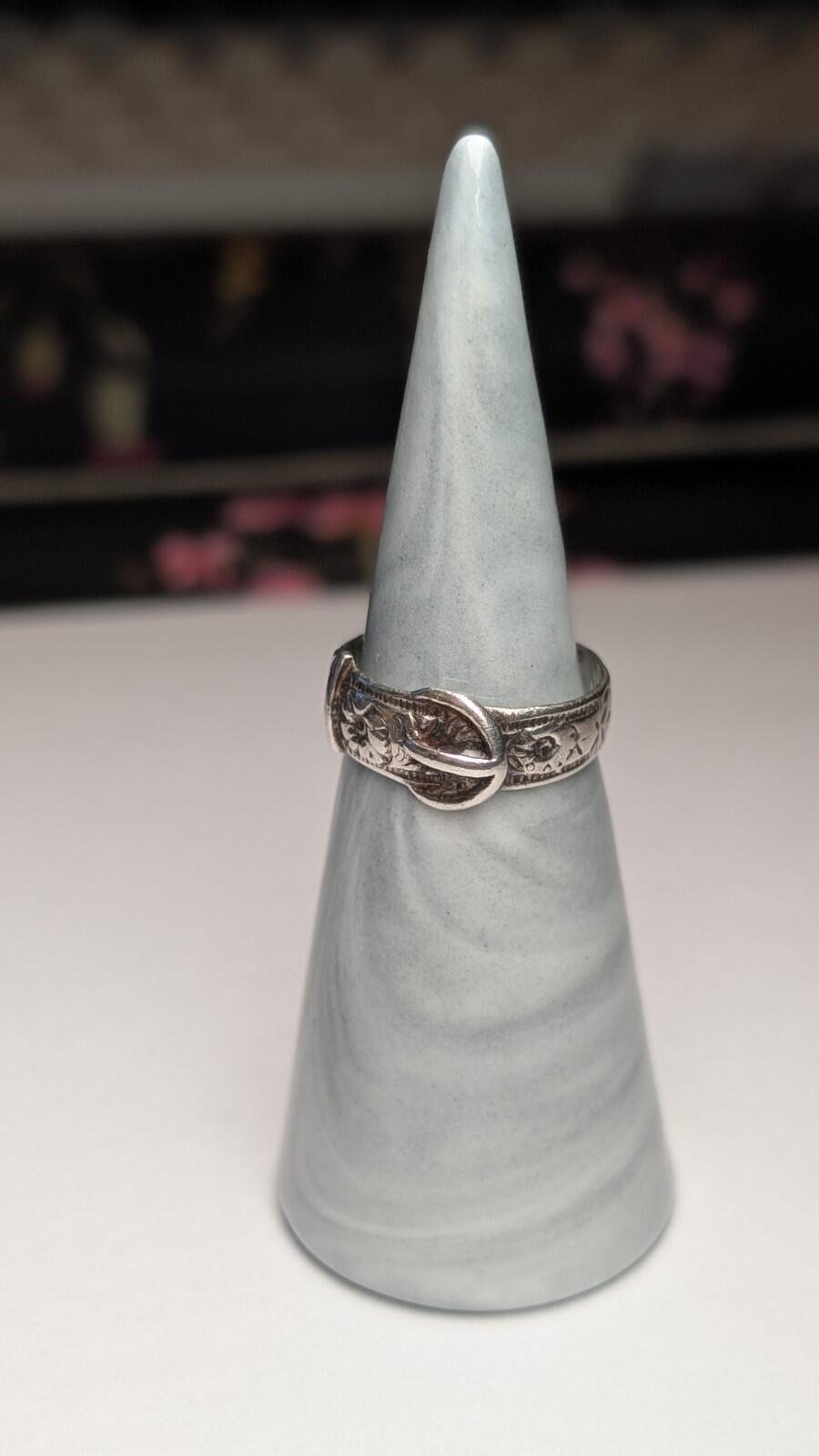 Vintage Sterling Silver 1979 Belt Buckle Ring | Size M - M 1/2 | 925 Silver - Image 3