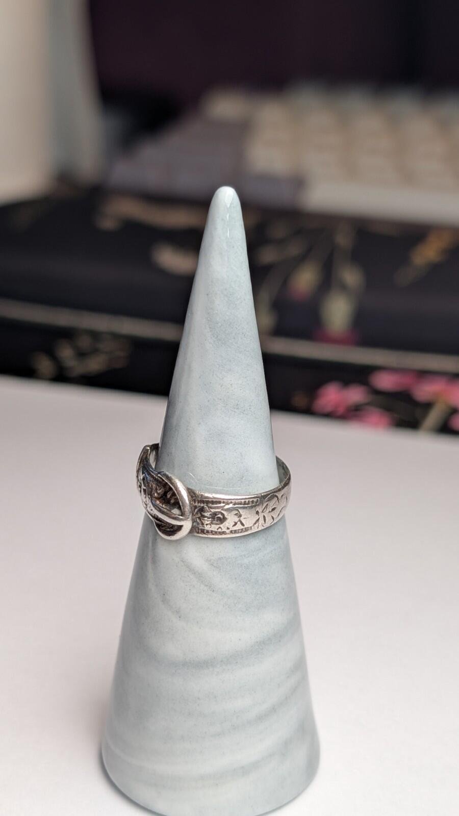 Vintage Sterling Silver 1979 Belt Buckle Ring | Size M - M 1/2 | 925 Silver - Image 4