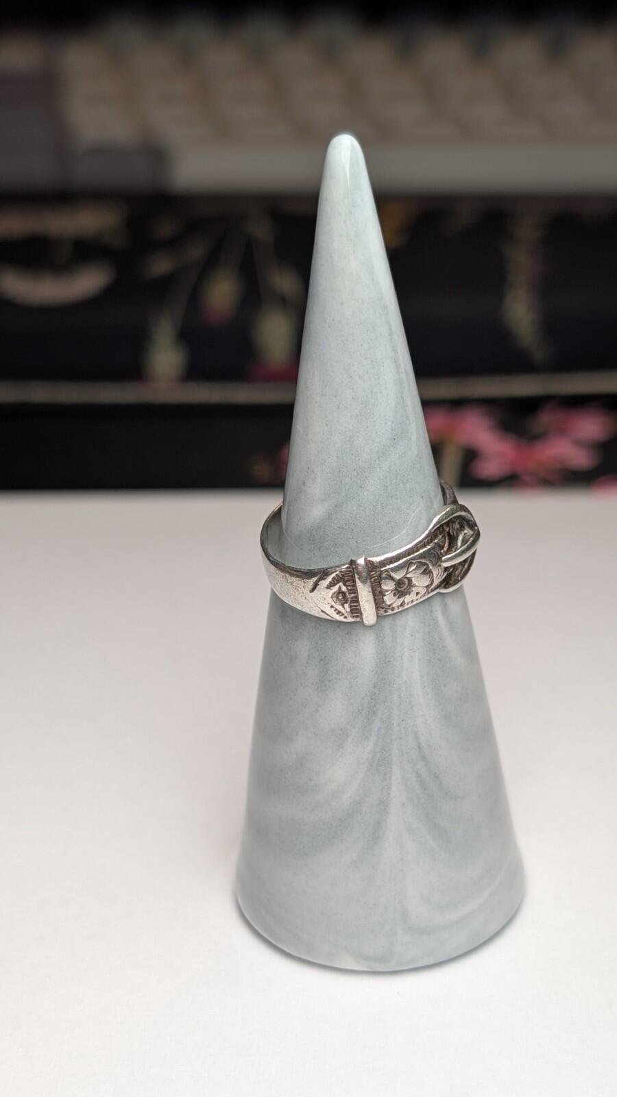 Vintage Sterling Silver 1979 Belt Buckle Ring | Size M - M 1/2 | 925 Silver - Image 7