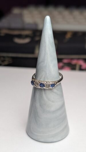 Vintage Sterling Silver 1975 Sapphire Ring | Size N | 925 Silver