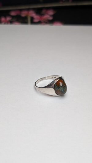 Vintage Sterling Silver 1975 Moss Agate Ring | Size O | 925 | Made In London