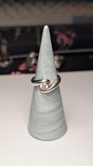 Vintage Sterling Silver Clear CZ Gemstone Ring | Size L | 925 Silver