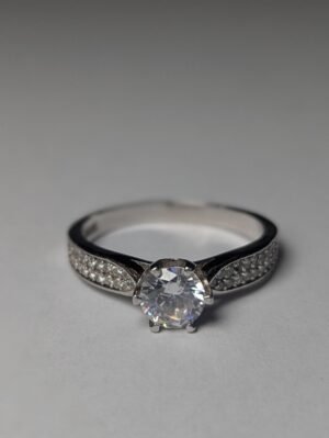 Vintage Sterling Silver Clear CZ Ring | Size Q 1/2 - R | 925 | Missing Stone