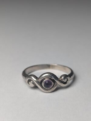 Vintage Sterling Silver Celtic Amethyst Swirl Ring | Size L 1/2 - M | 925 Silver