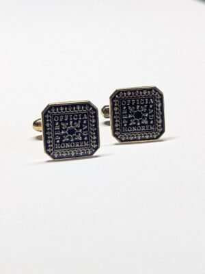 Vintage Sterling Silver Gold Plated 1992 Blue Enamel Masonic Cufflinks