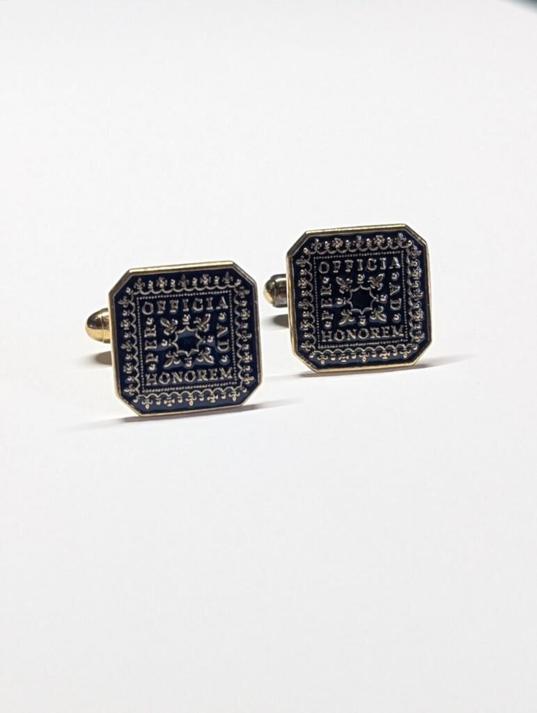 Vintage Sterling Silver Gold Plated 1992 Blue Enamel Masonic Cufflinks