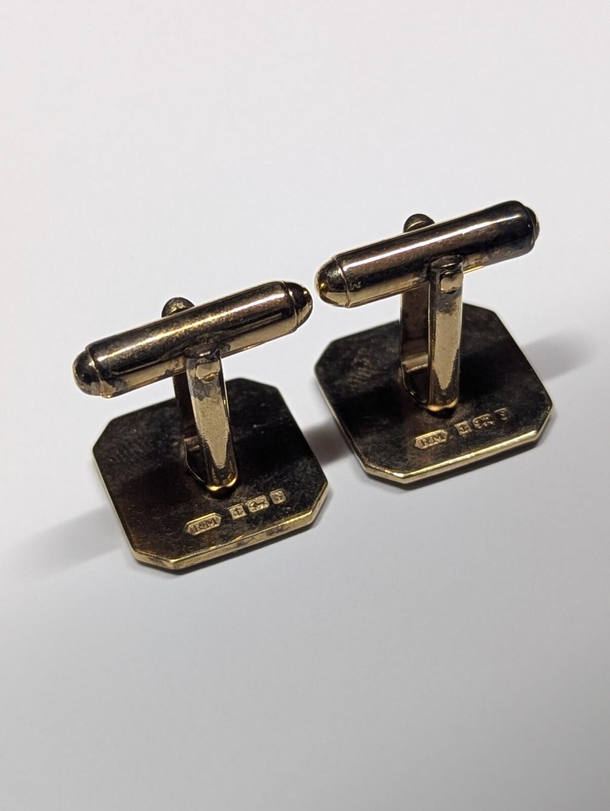 Vintage Sterling Silver Gold Plated 1992 Blue Enamel Masonic Cufflinks - Image 3