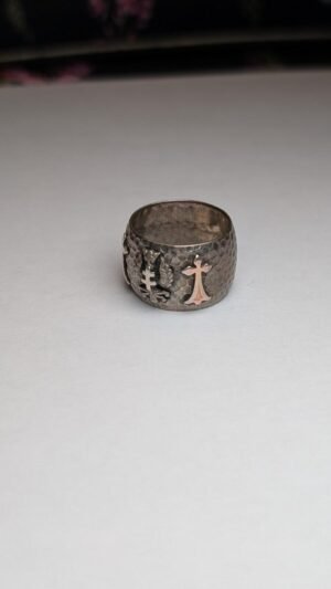 Vintage Sterling Silver Hammered Cross Band Ring | Size K | 925 Silver