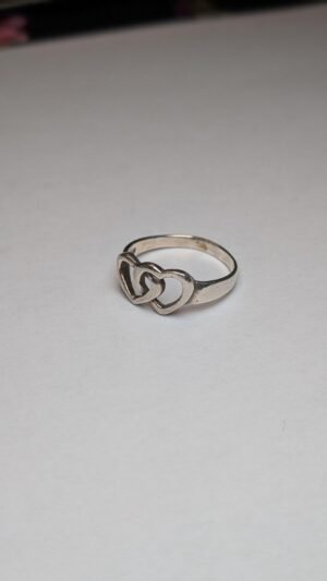 Vintage Sterling Silver Entwined Hearts Ring | Size T | 925 Silver