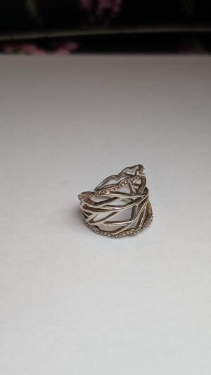 Vintage Sterling Silver Openwork Leaf Ring | Size J | 925 Silver