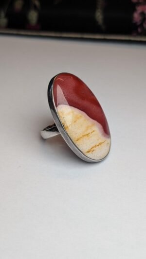Vintage Sterling Silver Large Mookaite Jasper Ring | Size T | 925 Silver