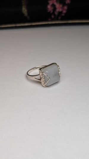 Vintage Sterling Silver White Chalcedony Ring | Size P 1/2 | 925 Silver