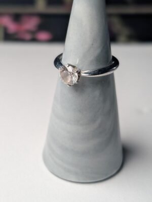 Vintage Sterling Silver DQCZ Gemstone Solitaire Ring | Size M 1/2 | 925 Silver