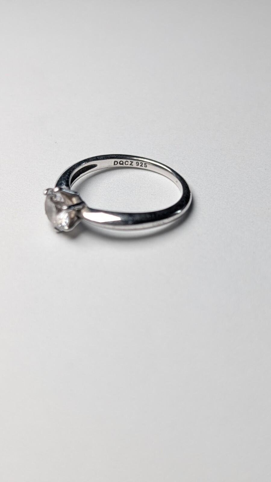 Vintage Sterling Silver DQCZ Gemstone Solitaire Ring | Size M 1/2 | 925 Silver - Image 4