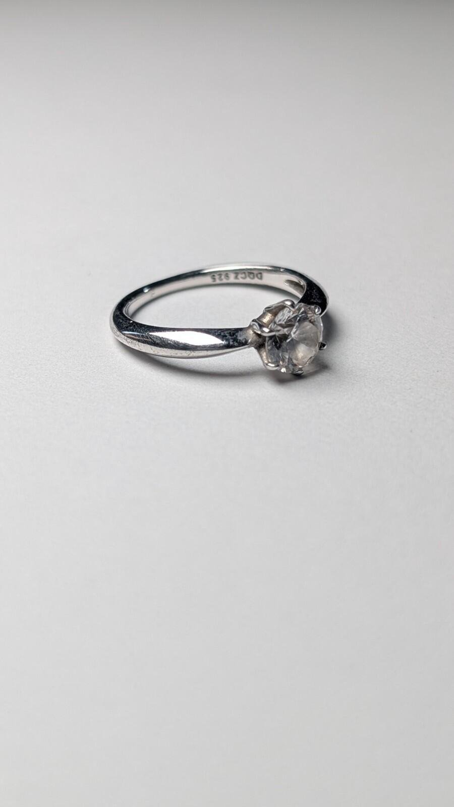 Vintage Sterling Silver DQCZ Gemstone Solitaire Ring | Size M 1/2 | 925 Silver - Image 5