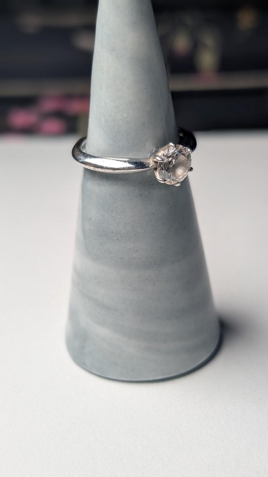 Vintage Sterling Silver DQCZ Gemstone Solitaire Ring | Size M 1/2 | 925 Silver - Image 7
