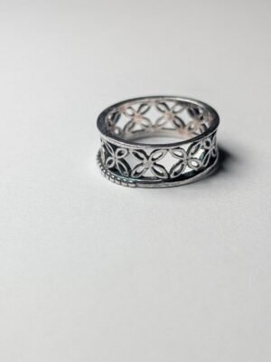 Vintage Sterling Silver Openwork Flower Ring | Size M 1/2 | 925 Silver