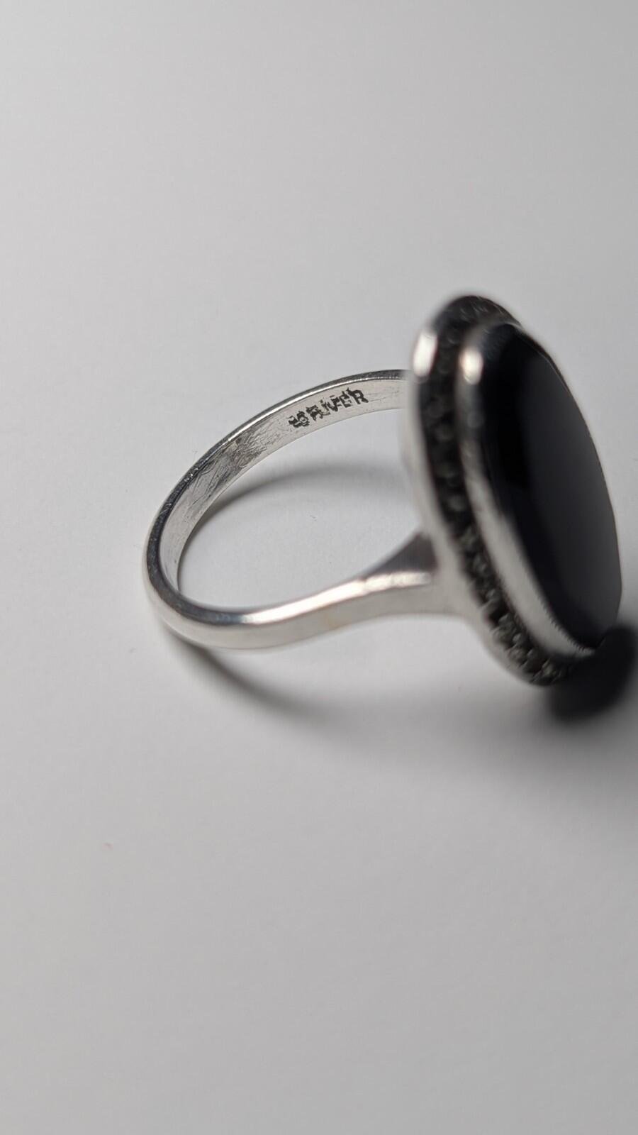 Vintage Sterling Silver Oval Black Onyx Ring | M 1/2 | 925 Silver - Image 2