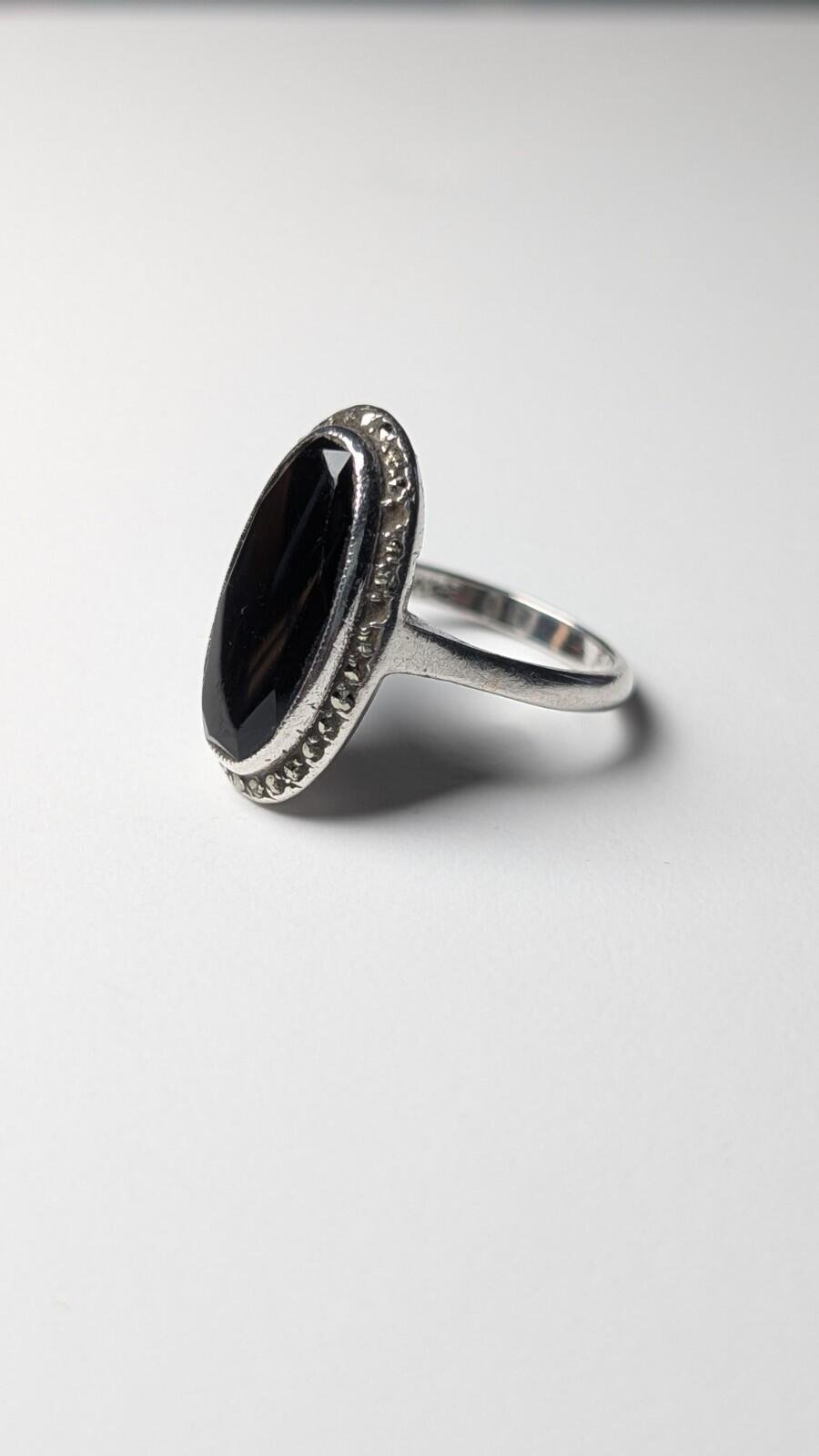 Vintage Sterling Silver Oval Black Onyx Ring | M 1/2 | 925 Silver - Image 3