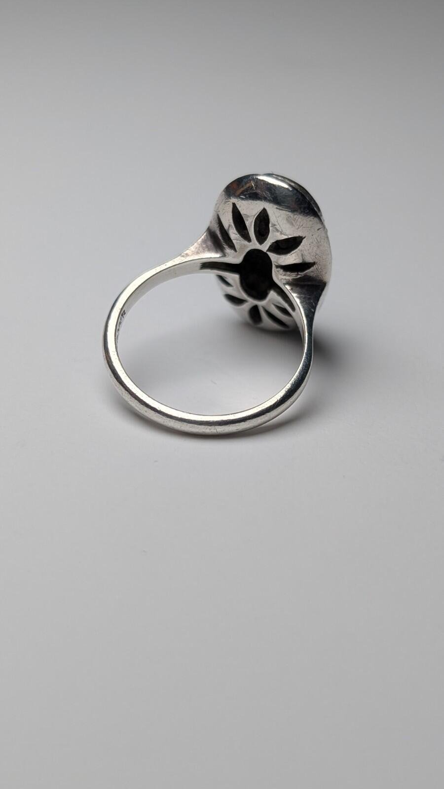 Vintage Sterling Silver Oval Black Onyx Ring | M 1/2 | 925 Silver - Image 5