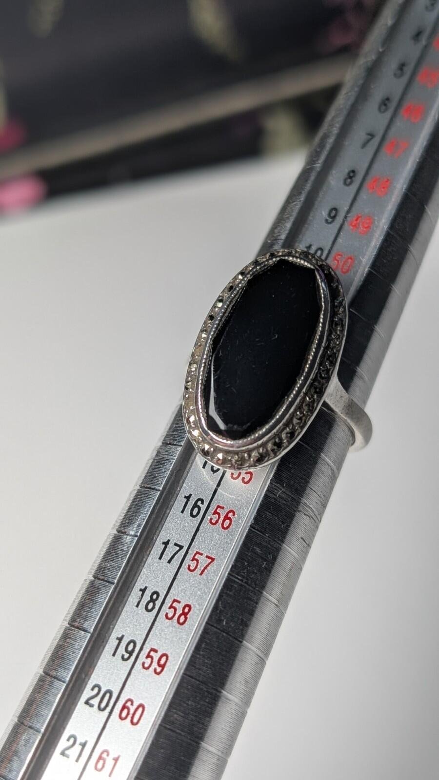 Vintage Sterling Silver Oval Black Onyx Ring | M 1/2 | 925 Silver - Image 8