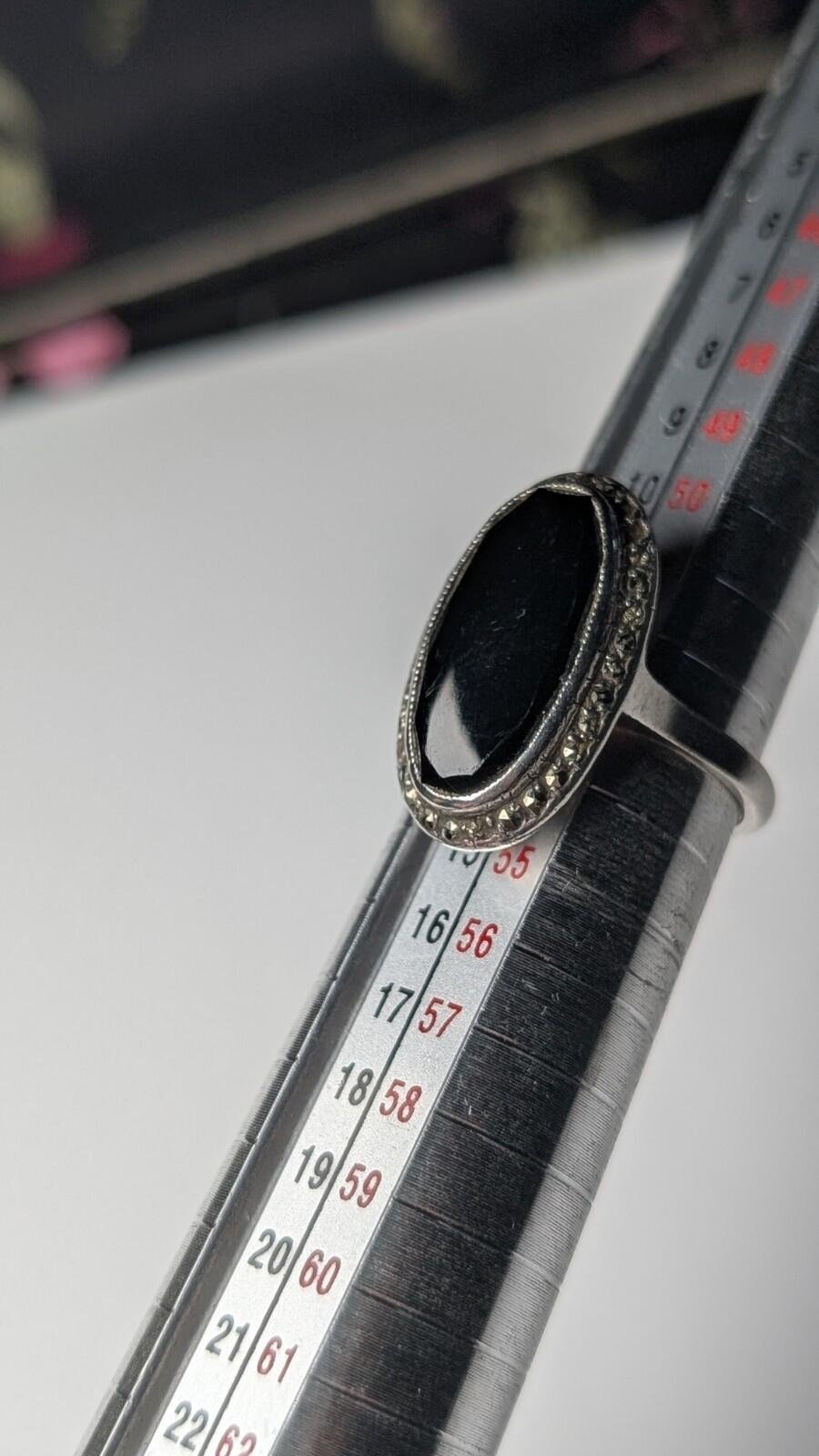 Vintage Sterling Silver Oval Black Onyx Ring | M 1/2 | 925 Silver - Image 9