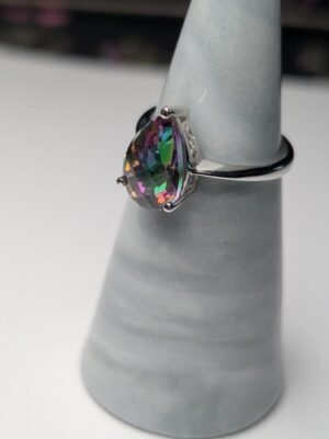Vintage Sterling Silver Pearl Shaped Mystic Topaz Ring | Size N 1/2 | 925 Silver