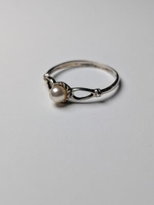 Vintage Sterling Silver 1985 Pearl Ring | Size N 1/2 | 925 Silver