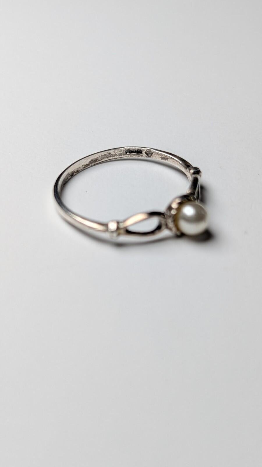 Vintage Sterling Silver 1985 Pearl Ring | Size N 1/2 | 925 Silver - Image 3